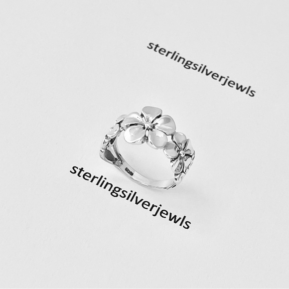 🌺TOP SELLER 🌺Silver 3 Plumeria Flower Ring with Leaves, Hawaii Jewelry Rings - Picture 7 of 16